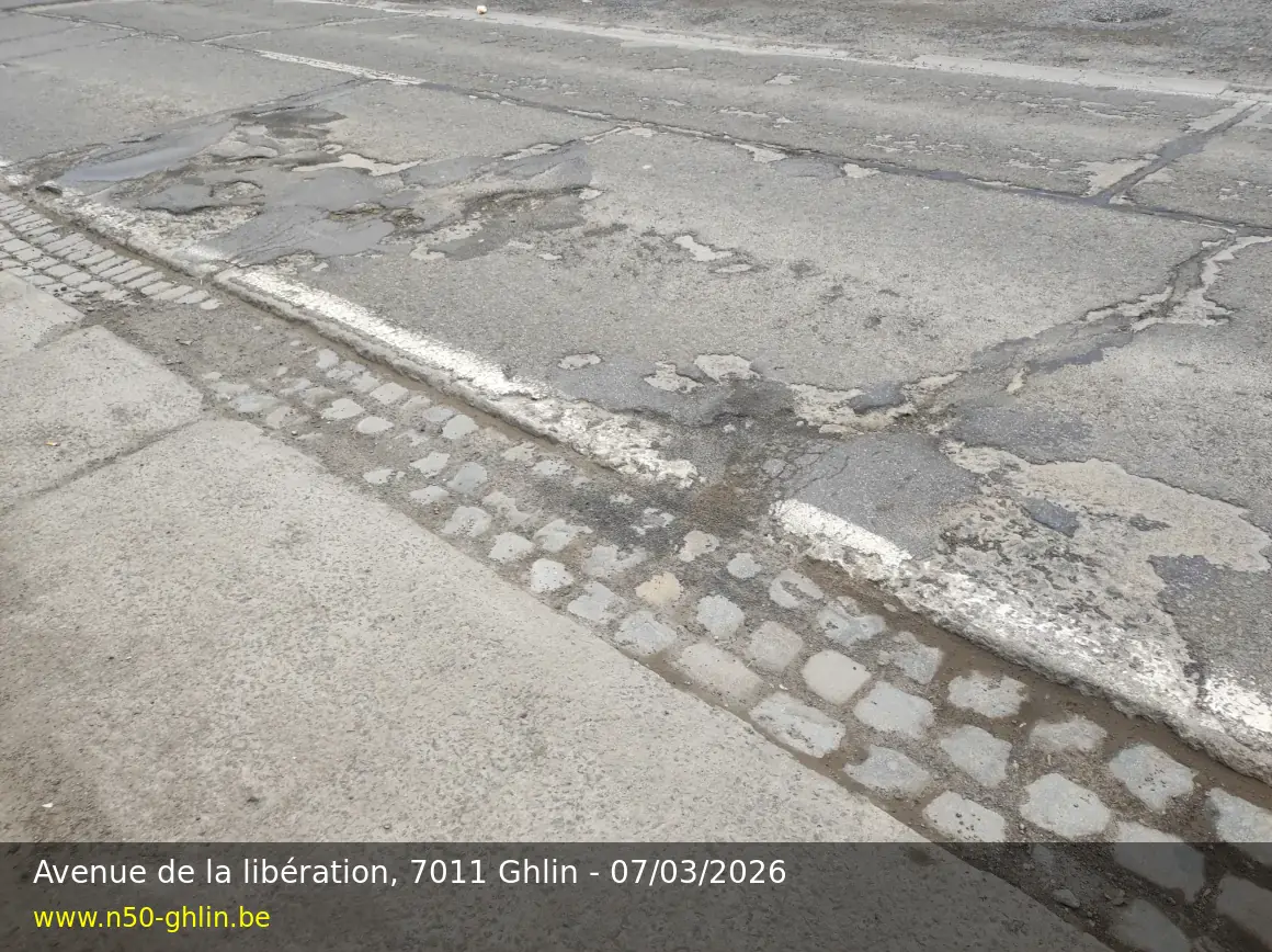 Photographie documentaire de la chaussée - Photo 1 — avenue de la Libération, 7011 Ghlin, 07/03/2026