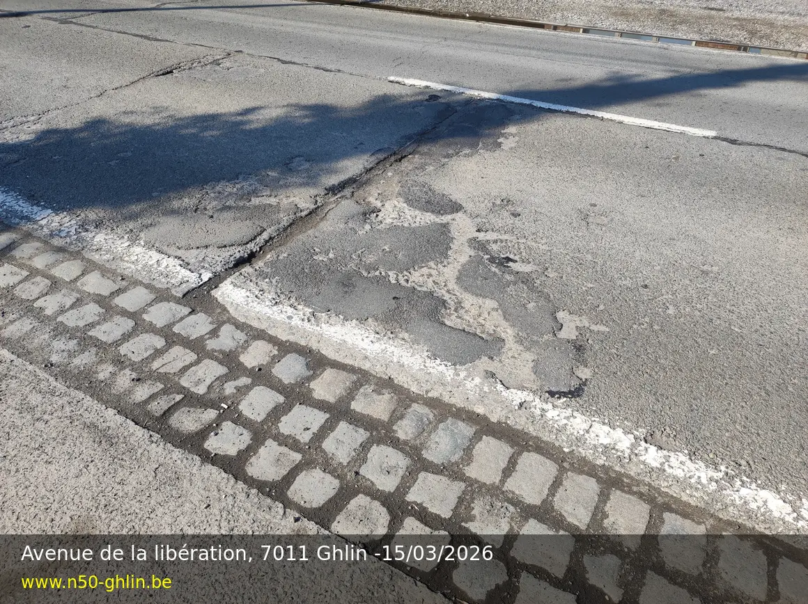 Photographie documentaire de la chaussée - Photo 2 — avenue de la Libération, 7011 Ghlin, 15/03/2026