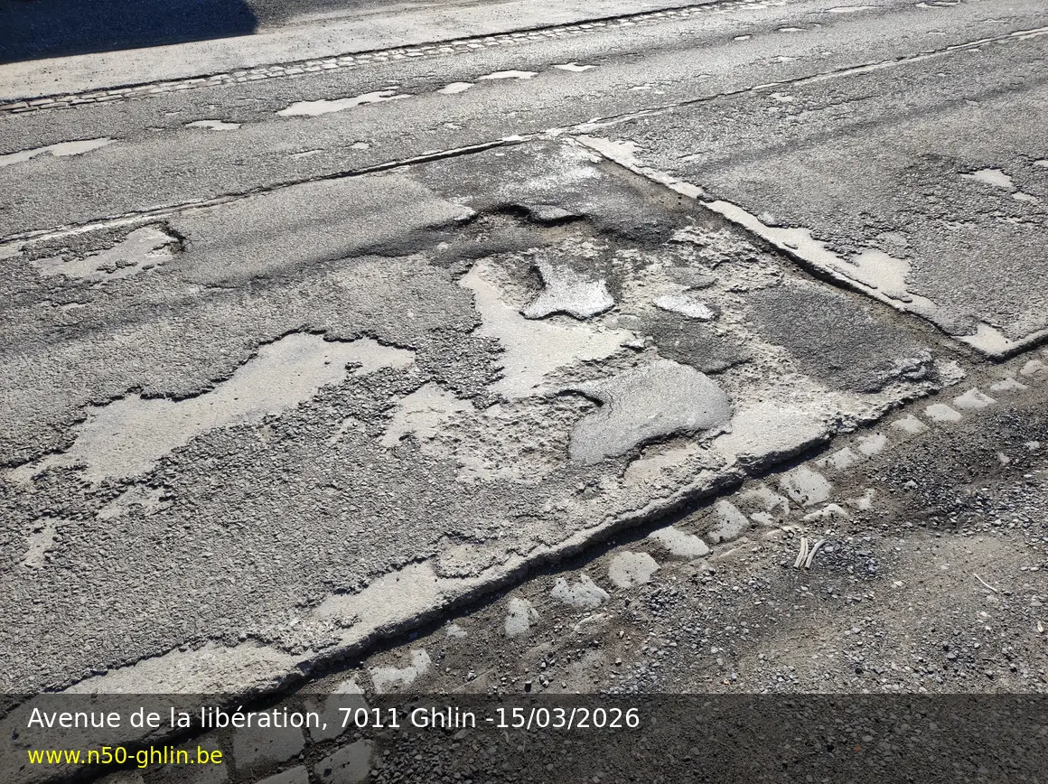 Avenue de la Libération, tronçon non réhabilité de la N50 à Ghlin