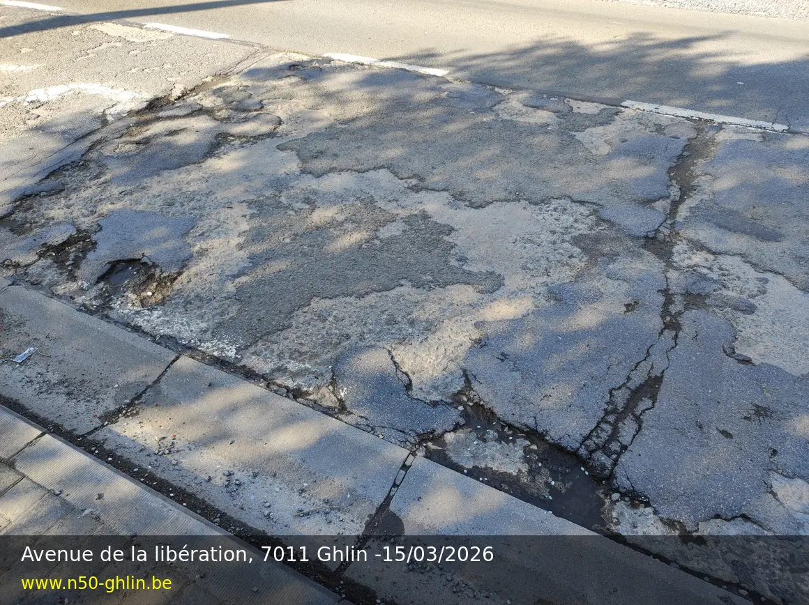 Photographie documentaire de la chaussée - Photo 8 — avenue de la Libération, 7011 Ghlin, 15/03/2026